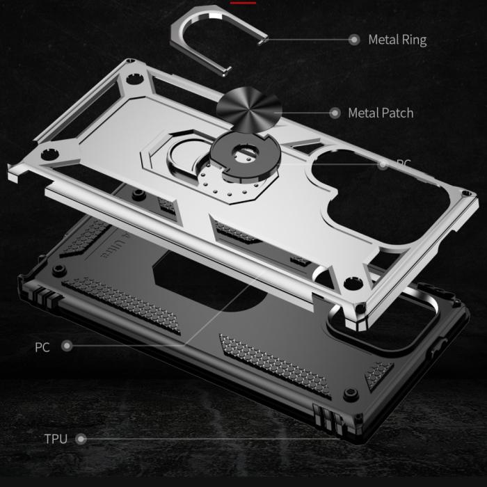 Bild 6, Samsung Galaxy S24 Ultra Skal Ring Hybrid Armor Silver