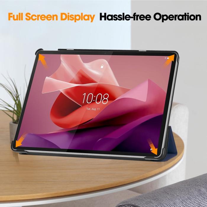 Bild 5, Lenovo Tab P12 Fodral Tri-Fold Läder Mörk Blå