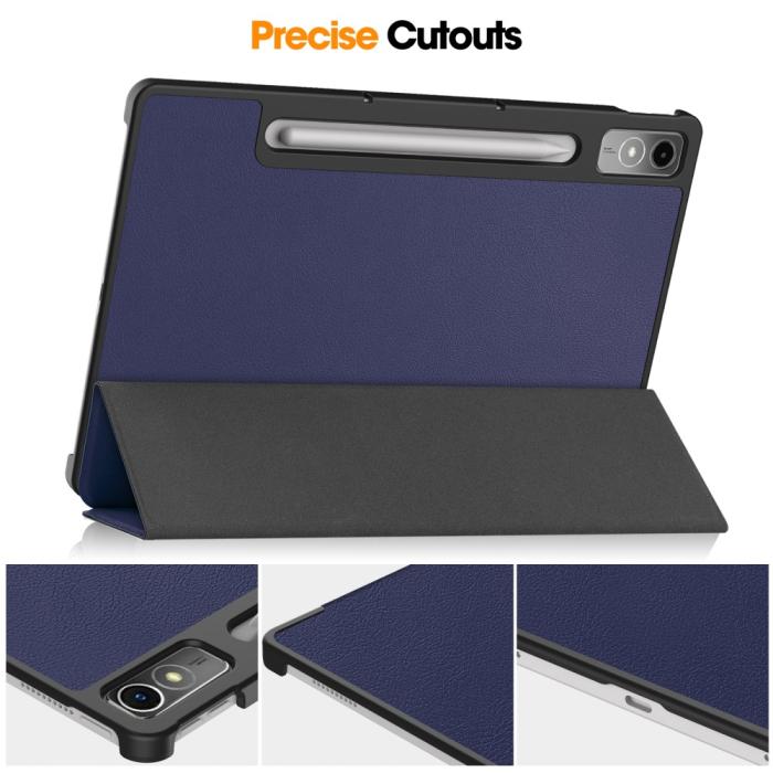 Bild 6, Lenovo Tab P12 Fodral Tri-Fold Läder Mörk Blå