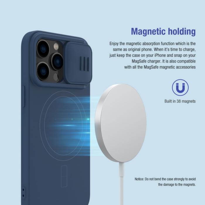 Bild 4, NILLKIN iPhone 14 Pro Max Skal MagSafe CamShield Silky Liquid Blå