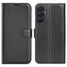 Samsung Galaxy A16 / A26 5G Fodral Litchi L&auml;der Textur Svart