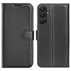Samsung Galaxy A16 / A26 5G Fodral Litchi L&auml;der Textur Svart
