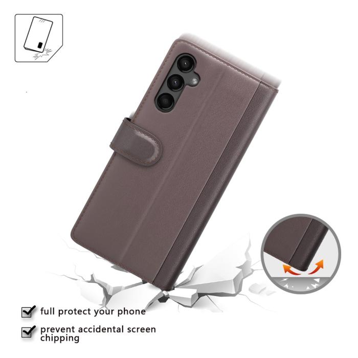 Bild 4, Samsung Galaxy A15 5G Fodral Premium Äkta Läder Brun