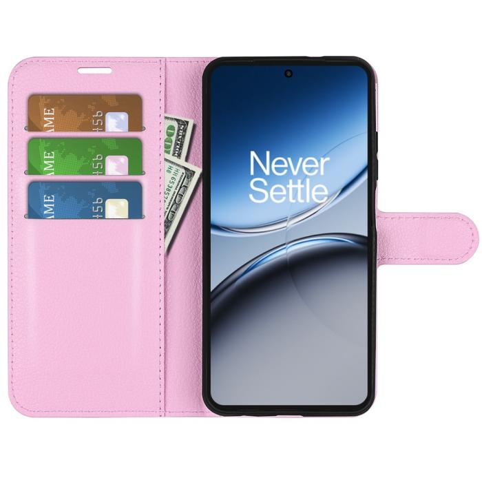 Bild 2, OnePlus Nord 4 Fodral Litchi Läder Ljus Rosa