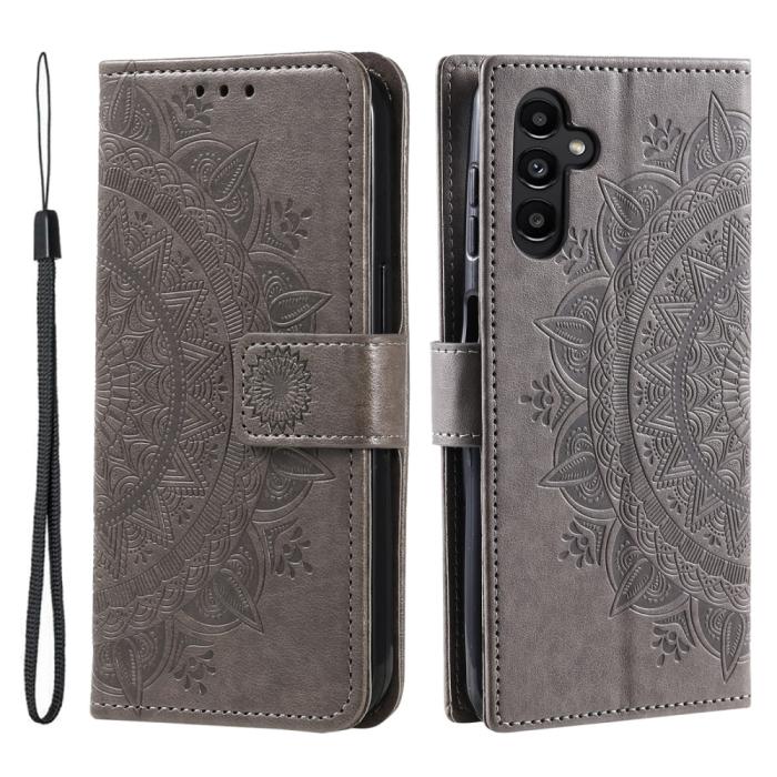 Bild 1, Samsung Galaxy S23 FE Fodral Mandala Läder Grå