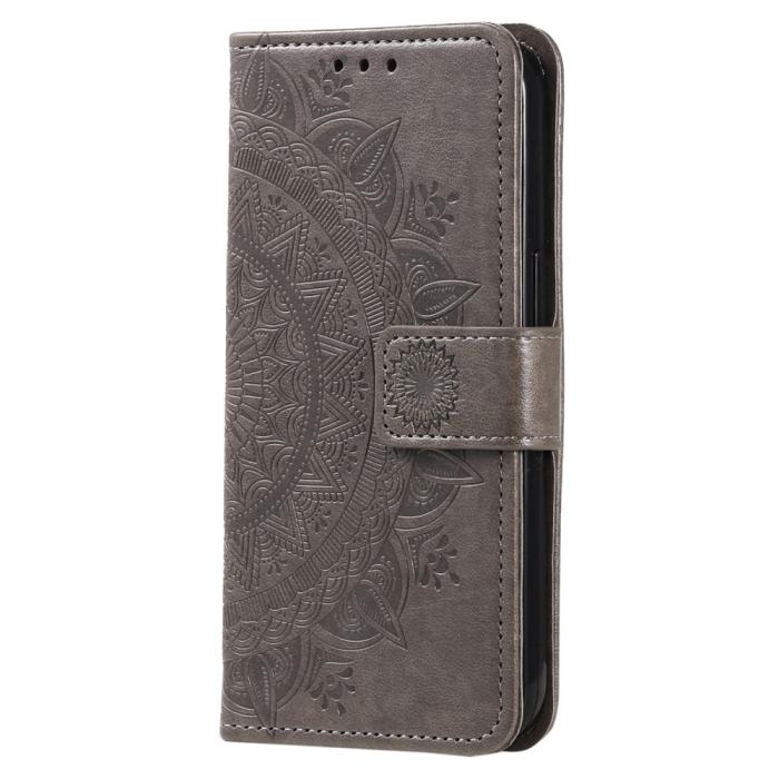 Bild 5, Samsung Galaxy S23 FE Fodral Mandala Läder Grå