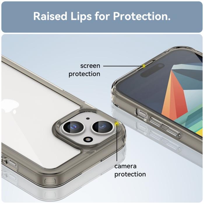 Bild 5, iPhone 15 Skal Akryl/TPU Transparent Grå