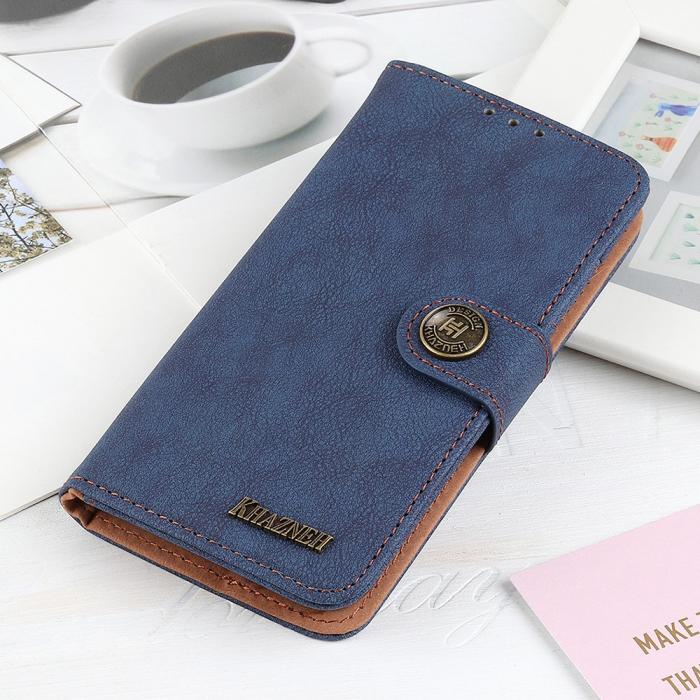 Bild 6, KHAZNEH Motorola Moto G200 Fodral Vintage Split Läder Blå