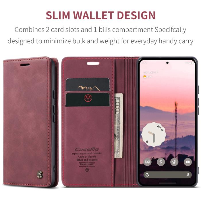 Bild 2, CASEME Google Pixel 10/10 Pro / 9/9 Pro Fodral Flip Retro Läder