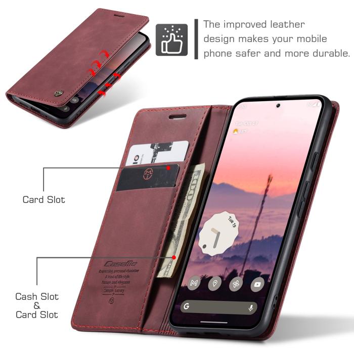 Bild 3, CASEME Google Pixel 10/10 Pro / 9/9 Pro Fodral Flip Retro Läder