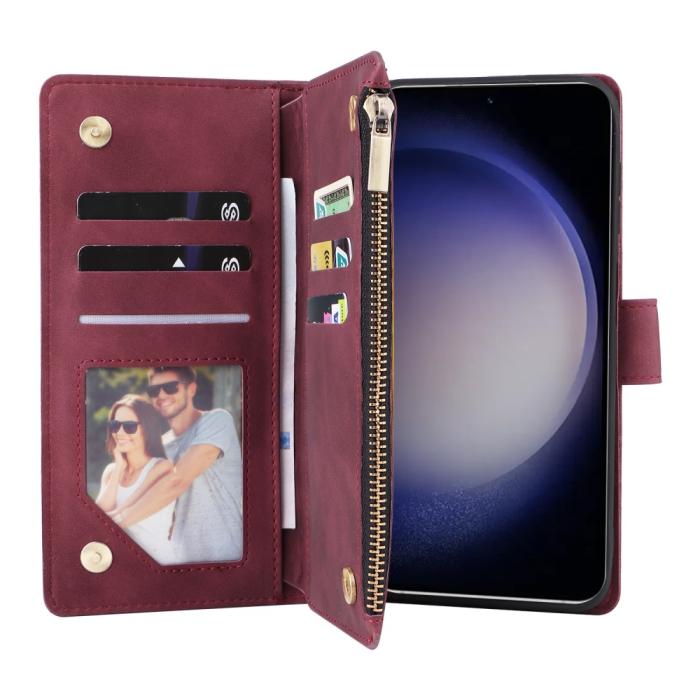 Bild 3, Samsung Galaxy S24 Plus Fodral Läder Multifunktionell Vinröd