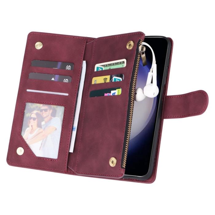 Bild 4, Samsung Galaxy S24 Plus Fodral Läder Multifunktionell Vinröd