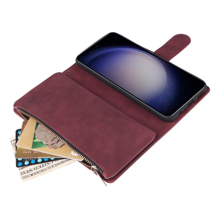 Bild 6, Samsung Galaxy S24 Plus Fodral Läder Multifunktionell Vinröd