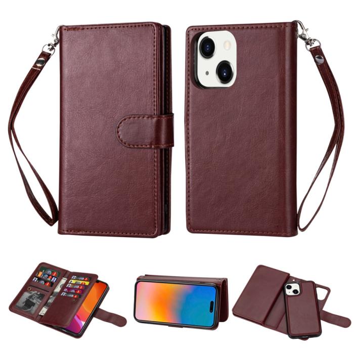 Bild 1, iPhone 15 Plus 9-korts 2in1 Magnet/Fodral Brun