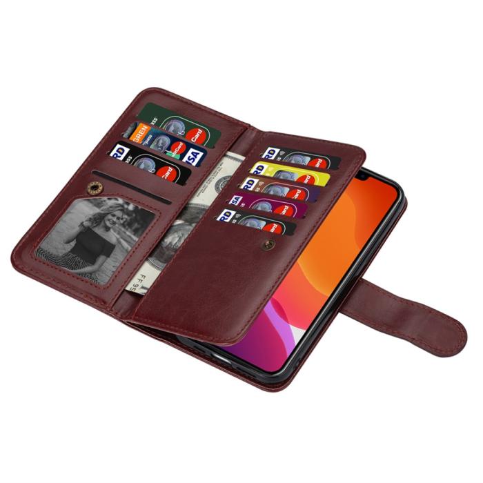 Bild 2, iPhone 15 Plus 9-korts 2in1 Magnet/Fodral Brun