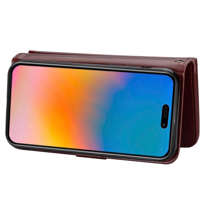 Bild 3, iPhone 15 Plus 9-korts 2in1 Magnet/Fodral Brun