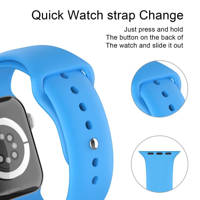Bild 4, Apple Watch 38/40/41 mm Silikon Armband (S/M) Blå
