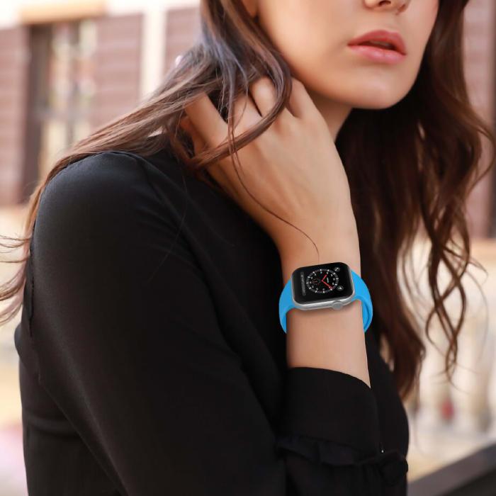 Bild 5, Apple Watch 38/40/41 mm Silikon Armband (S/M) Blå