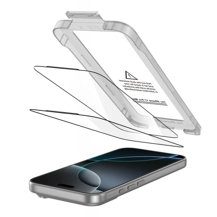 Bild 2, Tech-Protect iPhone 17 Pro Max 2-PACK Skärmskydd Quick Set+ Svart