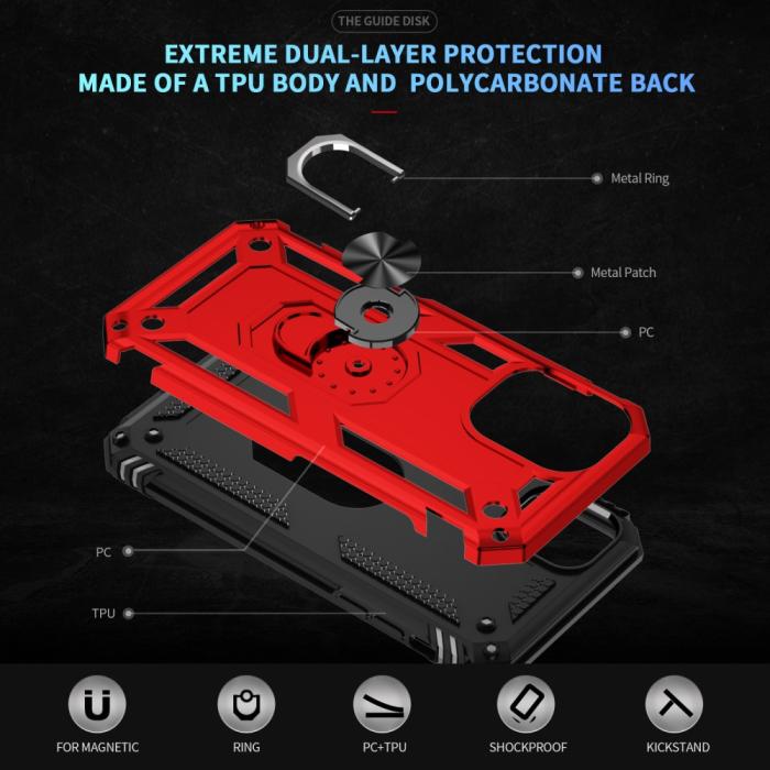 Bild 5, iPhone 16 Skal Shockproof Hybrid Ring Röd