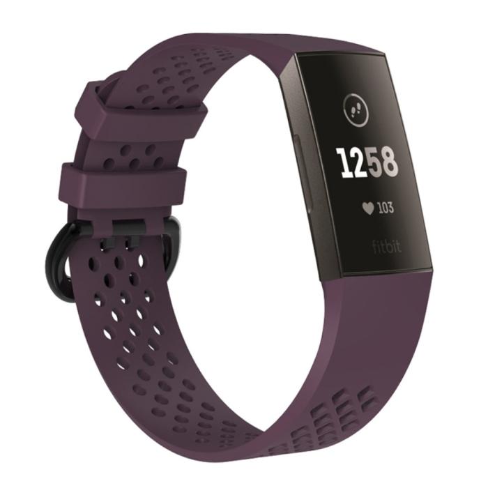 Bild 2, Ihåligt Silikon Armband Fitbit Charge 4/3 (L) Lila