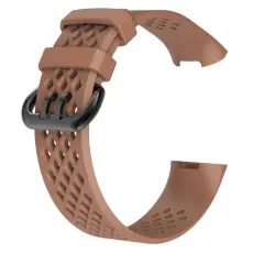 Ih&aring;ligt Silikon Armband Fitbit Charge 4/3 (L) Brun