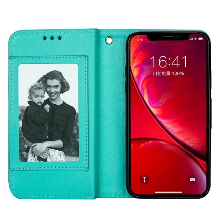 Bild 4, iPhone 12 Pro Max - 9-korts Läder Fodral - Cyan