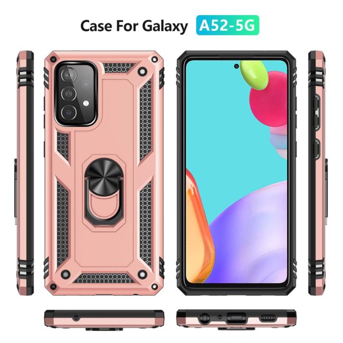 Bild 3, Samsung Galaxy A52 / A52s - Hybrid Armor Ring Skal - Roséguld