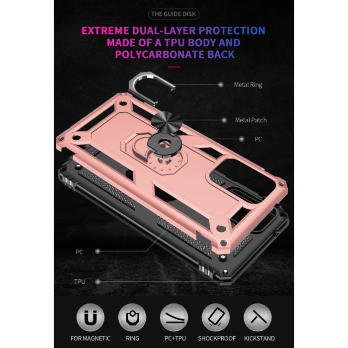 Bild 4, Samsung Galaxy A52 / A52s - Hybrid Armor Ring Skal - Roséguld