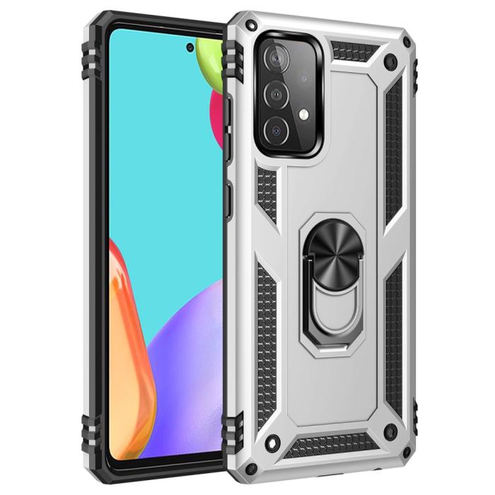 Bild 2, Samsung Galaxy A52 / A52s - Hybrid Armor Ring Skal - Silver