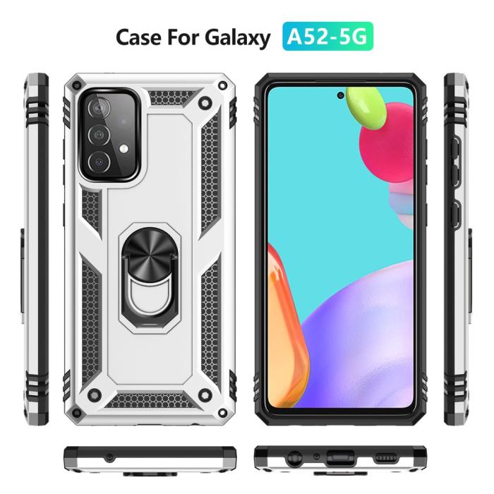 Bild 3, Samsung Galaxy A52 / A52s - Hybrid Armor Ring Skal - Silver