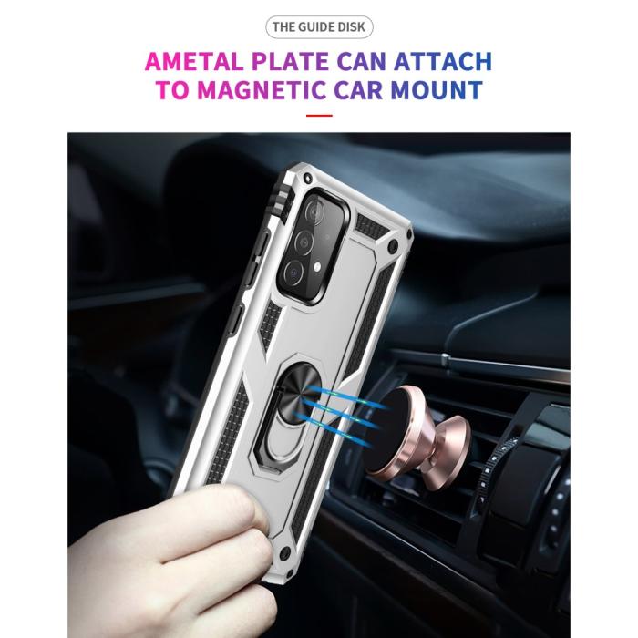 Bild 5, Samsung Galaxy A52 / A52s - Hybrid Armor Ring Skal - Silver