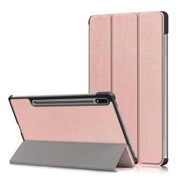 Galaxy Tab S7 FE/S7 Plus/S8 Plus Tri-Fold Läder Fodral Roséguld