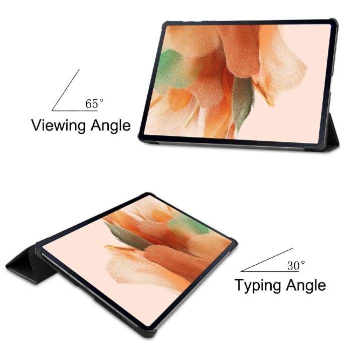Bild 4, Samsung Galaxy Tab S7 FE / S7 Plus / S8 Plus Fodral Tri-Fold Svart