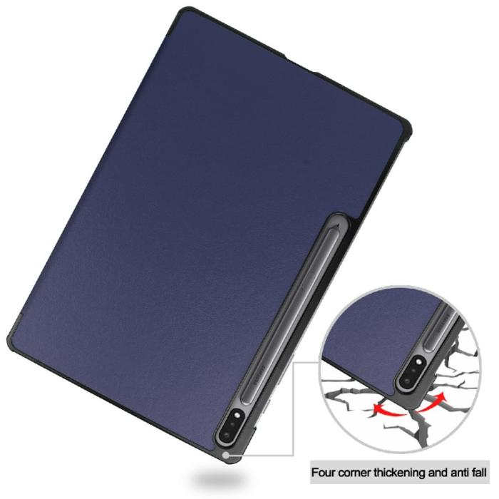 Bild 2, Samsung Galaxy Tab S7 FE / S7 Plus / S8 Plus Fodral Tri-Fold Mörk Blå