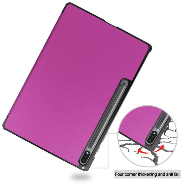 Bild 2, Samsung Galaxy Tab S7 FE / S7 Plus / S8 Plus Fodral Tri-Fold Lila