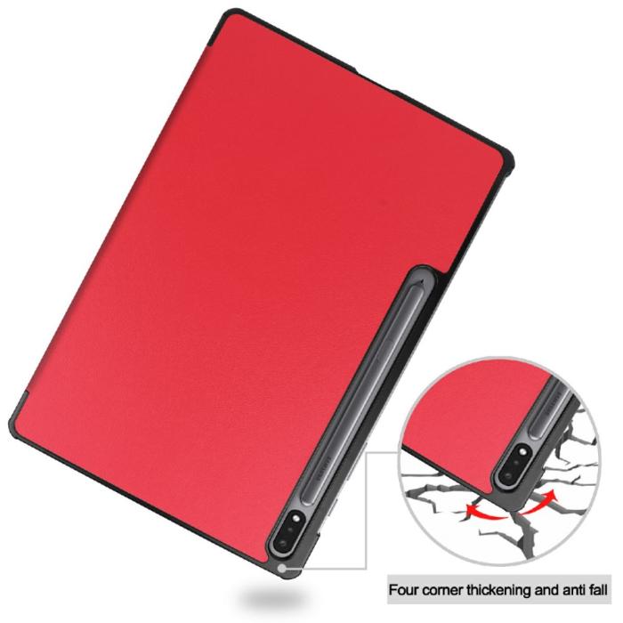 Bild 2, Samsung Galaxy Tab S7 FE / S7 Plus / S8 Plus Fodral Tri-Fold Röd