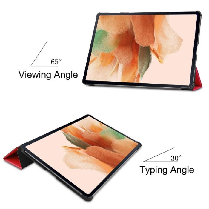 Bild 4, Samsung Galaxy Tab S7 FE / S7 Plus / S8 Plus Fodral Tri-Fold Röd