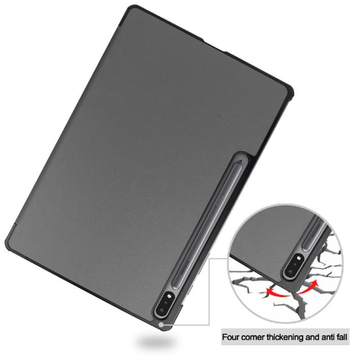 Bild 2, Samsung Galaxy Tab S7 FE / S7 Plus / S8 Plus Fodral Tri-Fold Grå