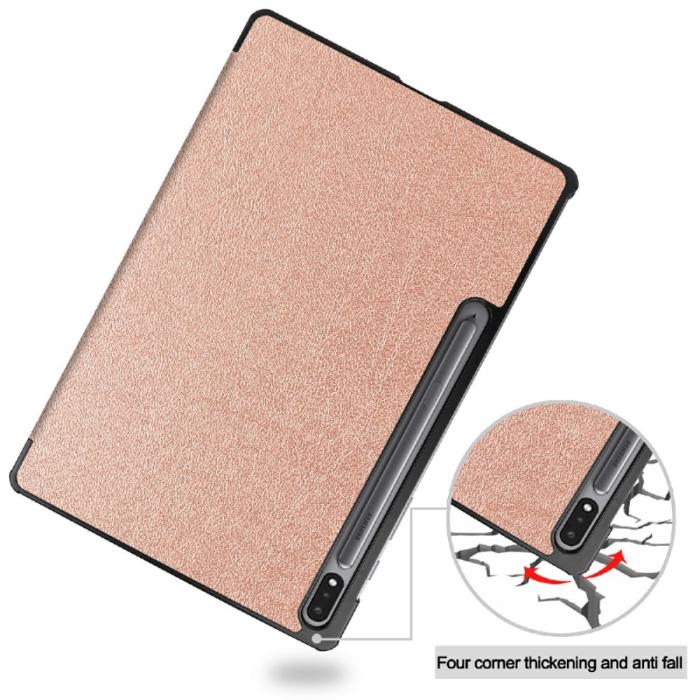Bild 2, Samsung Galaxy Tab S7 FE / S7 Plus / S8 Plus Fodral Tri-Fold Roséguld