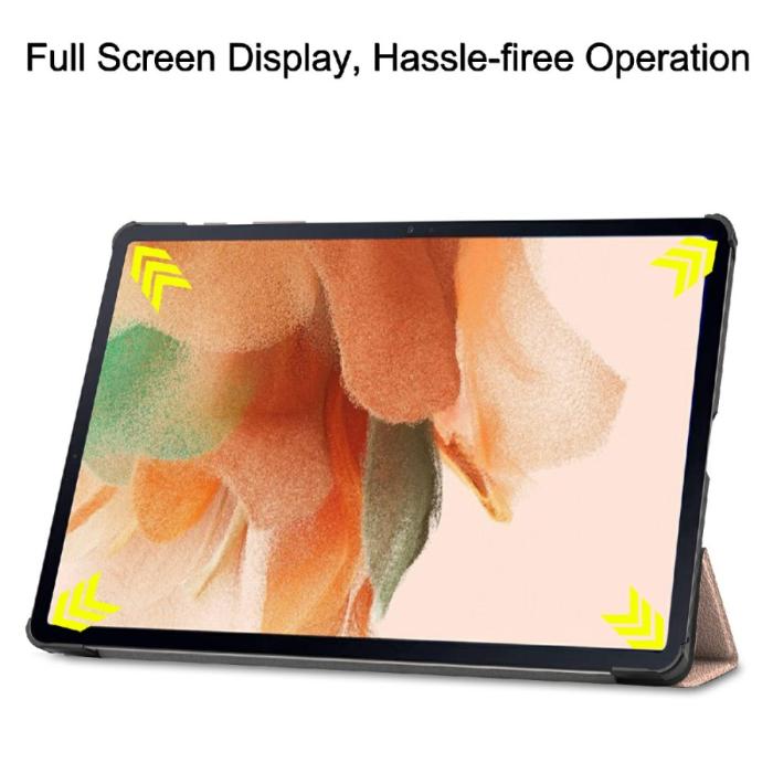 Bild 5, Samsung Galaxy Tab S7 FE / S7 Plus / S8 Plus Fodral Tri-Fold Roséguld