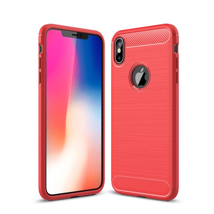 Bild 1, iPhone X/Xs - Brushed TPU Skal - Röd