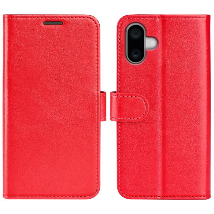 Bild 1, iPhone 16 Fodral Läder Crazy Horse Röd