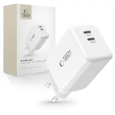Tech-Protect 45W PD 2x USB-C V&auml;ggladdare Vit
