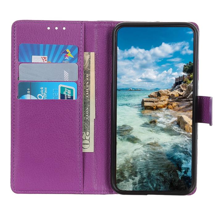 Bild 4, Nokia G10 / G20 Fodral Litchi Läder Lila