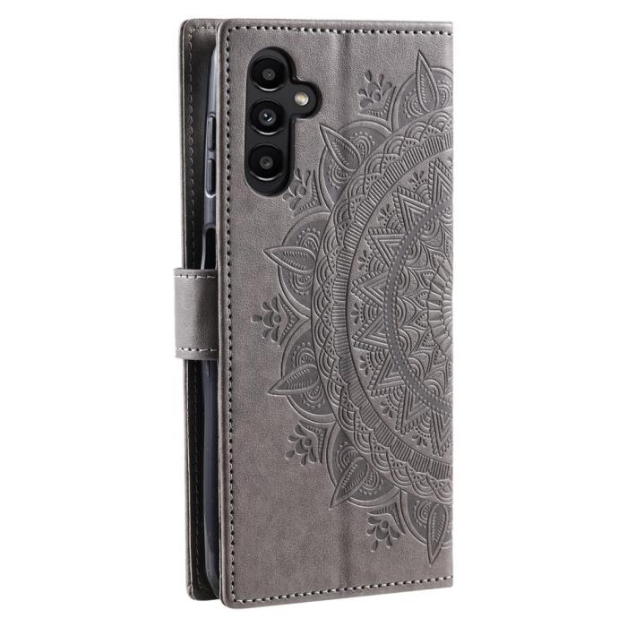 Bild 6, Samsung Galaxy S23 FE Fodral Mandala Läder Grå