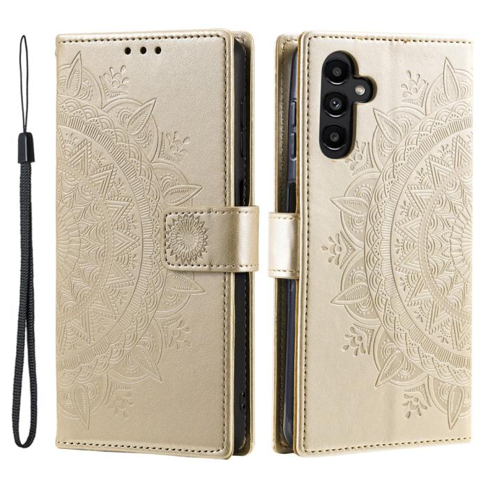 Bild 1, Samsung Galaxy S23 FE Fodral Mandala Läder Guld