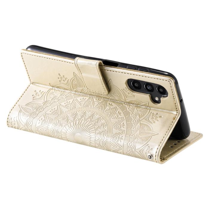 Bild 4, Samsung Galaxy S23 FE Fodral Mandala Läder Guld