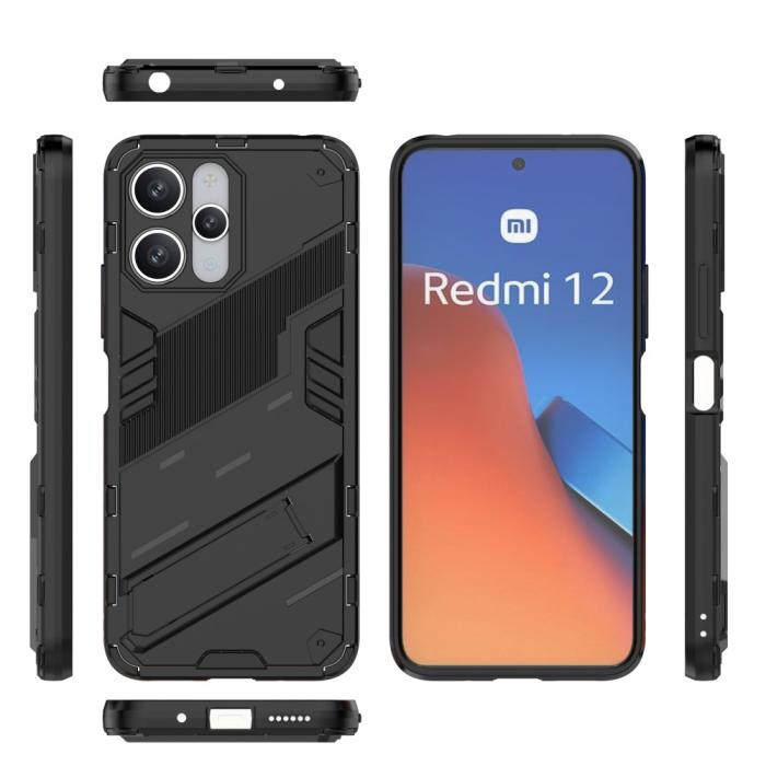 Bild 6, Xiaomi Redmi 12 5G/4G Skal Kickstand Hybrid Armor Svart