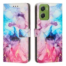 Motorola Moto G06 / G06 Power Fodral l&auml;der Marmor Rosa/Lila